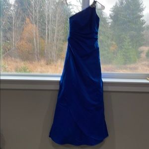David’s bridal long Blue dress. Only worn 1 time.
